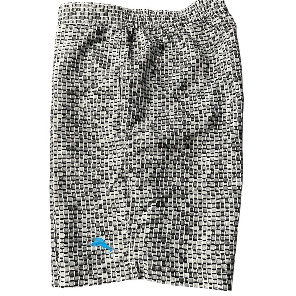Tommy Bahama Black, Gray and White Board Shorts with Modern Pattern Size Large - Picture 11 of 14